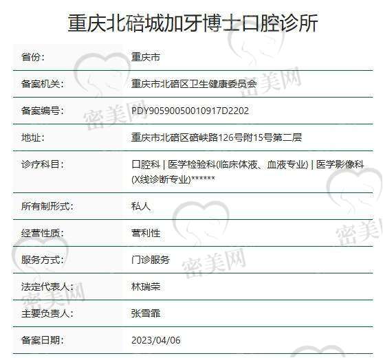 重庆北碚城加牙博士口腔诊所