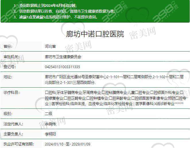 【廊坊中诺口腔医院参考价格表：】