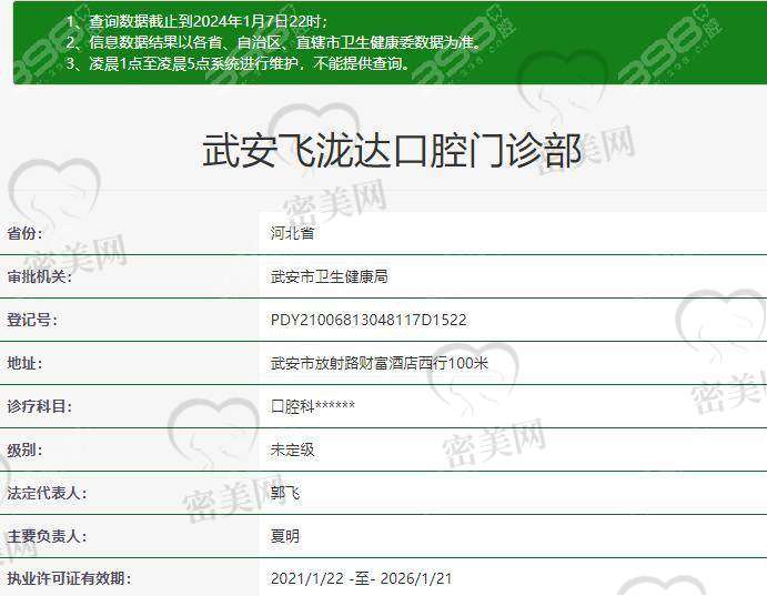 【武安飞泷达口腔门诊部医生名单：】